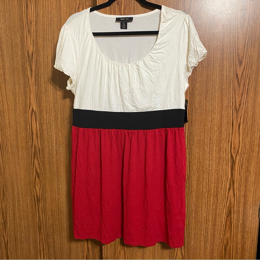 Style & Co. Tunic Dress Color block with White Red & Black, NWT